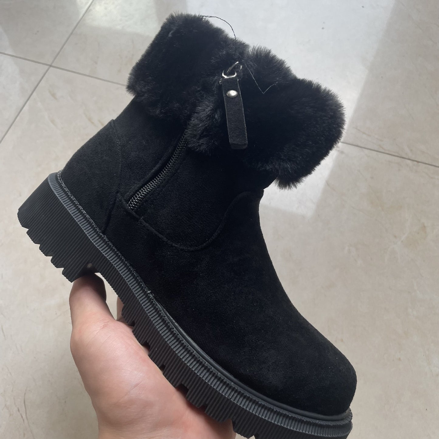 Women’s Faux Fur Lined Winter Ankle Boots with Side Zipper - Artsi Chic Boutique