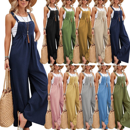 Chic & Comfy: Women's Casual Loose Bib Overalls with Pockets - Artsi Chic Boutique