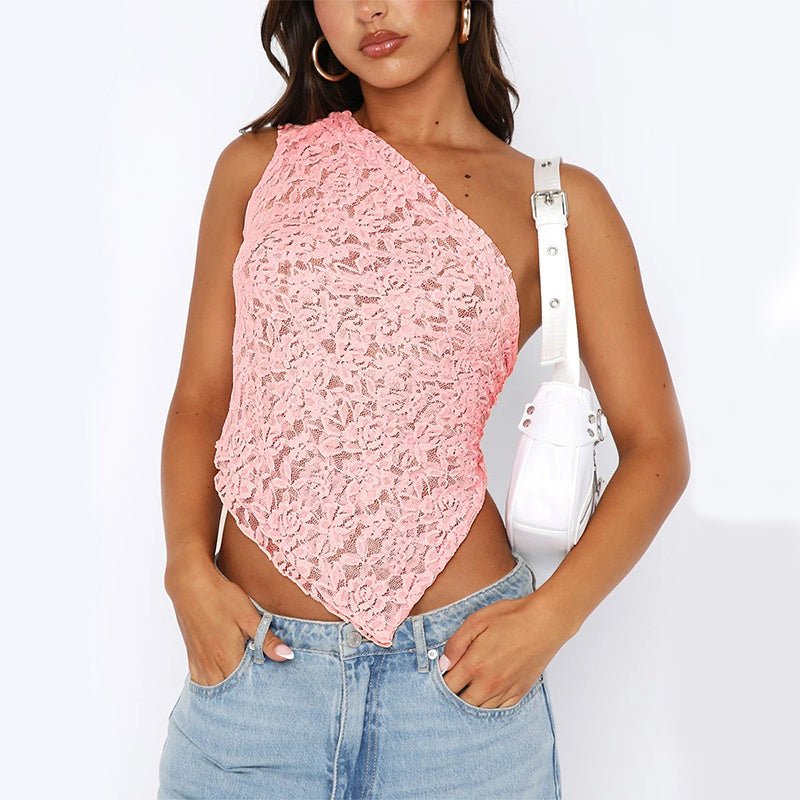 Chic Lace Asymmetrical Top – Backless Style, Streetwear Vibes - Artsi Chic Boutique