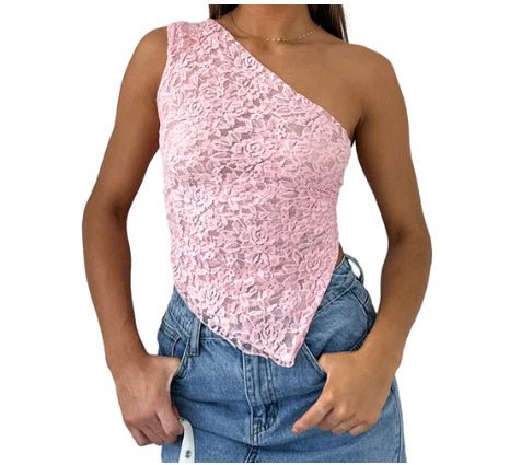 Chic Lace Asymmetrical Top – Backless Style, Streetwear Vibes - Artsi Chic Boutique