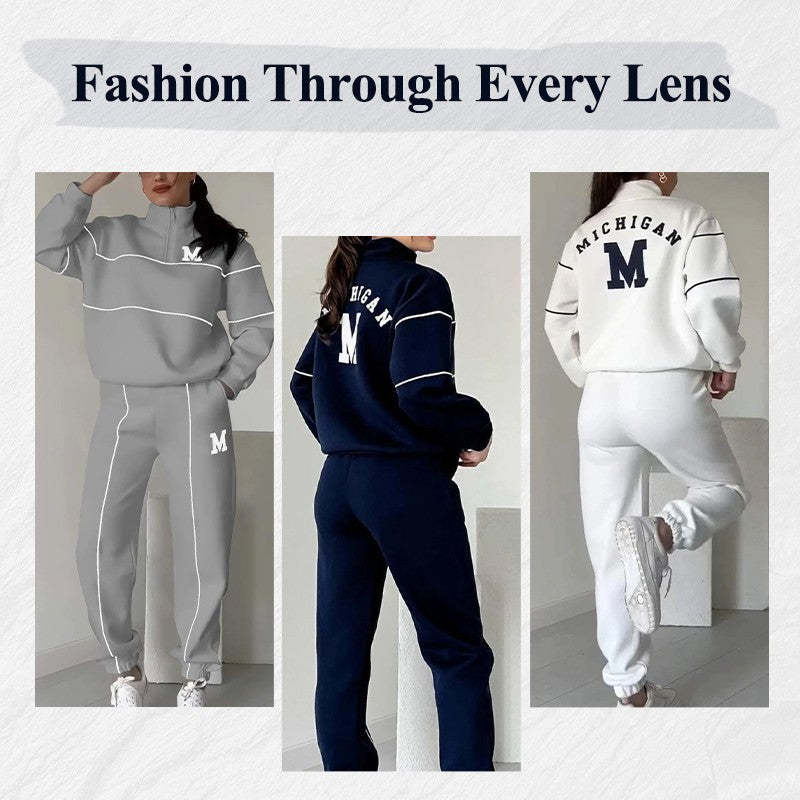 Womens 2-Piece Lounge Set - Hoodless Pullover Sweatshirt & Sweatpants with Pockets - Artsi Chic Boutique