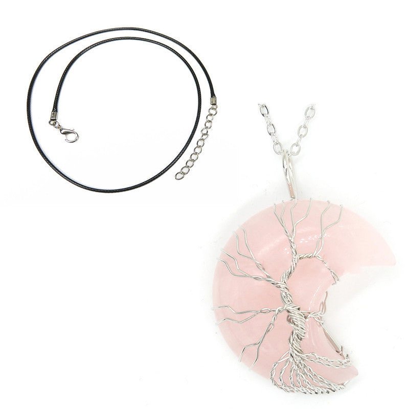 Elegant Natural Crystal Moon Pendant – Celestial Charm for Everyday Style! - Artsi Chic Boutique