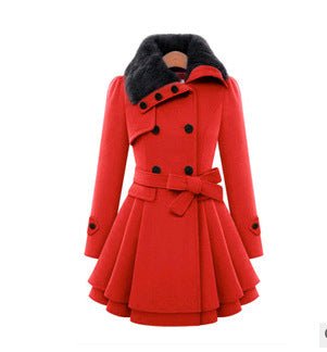 Elegant Women's Double-Breasted Woolen Coat – Slim Fit Mid-Length Winter Jacket - Artsi Chic Boutique