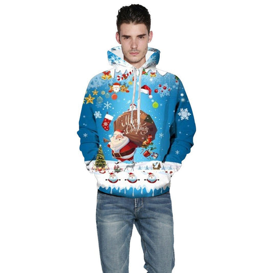 Festive 3D Christmas Pullover Hoodie – Holiday Spirit in Every Stitch in Blue - Buy from Artsi Chic Boutique