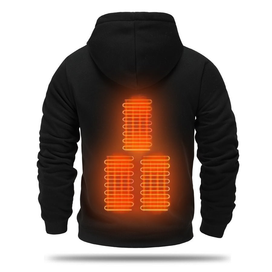 Black hoodie with adjustable warmth settings