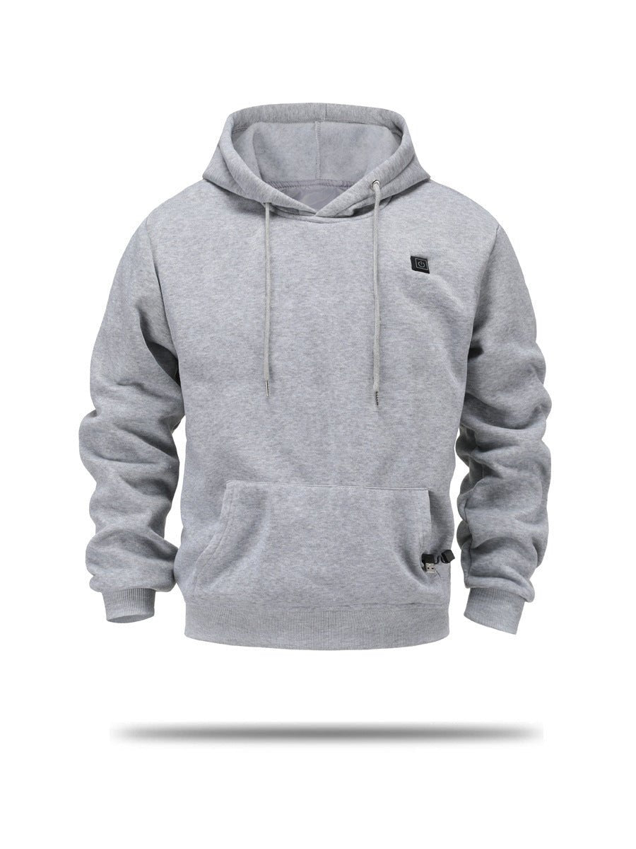 Lightweight gray hoodie with adjustable warmth settings