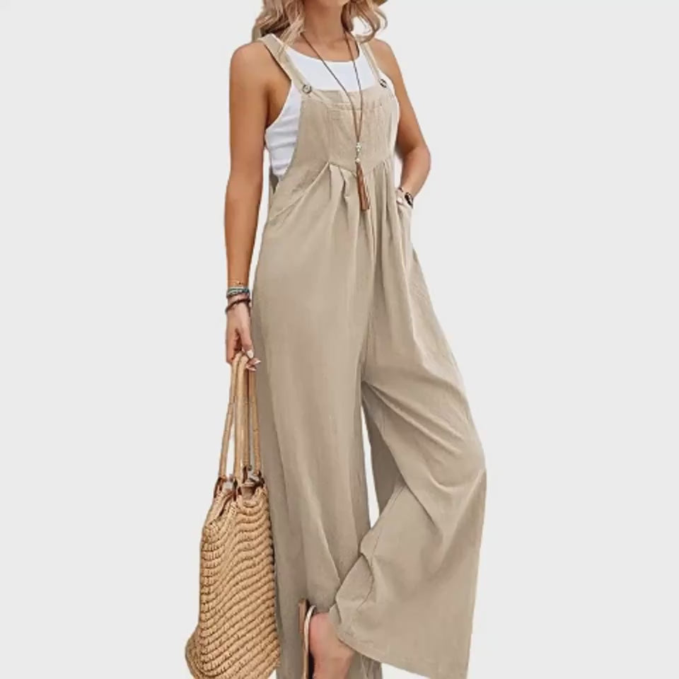 Chic & Comfy: Women's Casual Loose Bib Overalls with Pockets in Army green - Buy from Artsi Chic Boutique